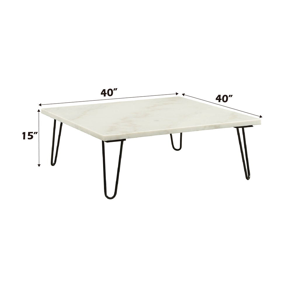 Telestis - Coffee Table - White Marble Top & Black