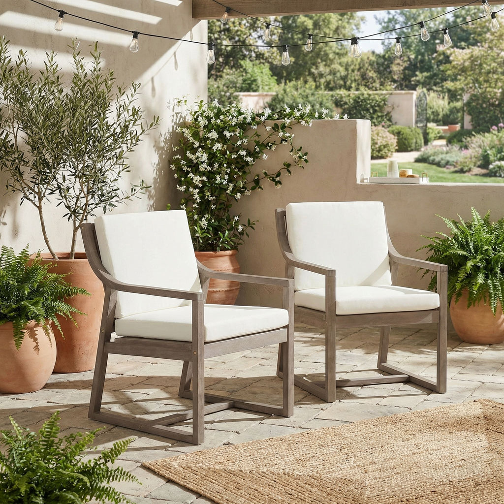 Outdoor Chair Set With Frame And Cushion For Patio - Brown