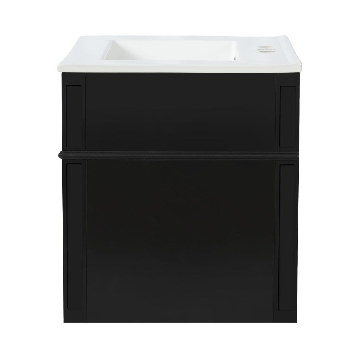Wall Mounted Bathroom Vanity With Tip Out Drawer And Open Back Design