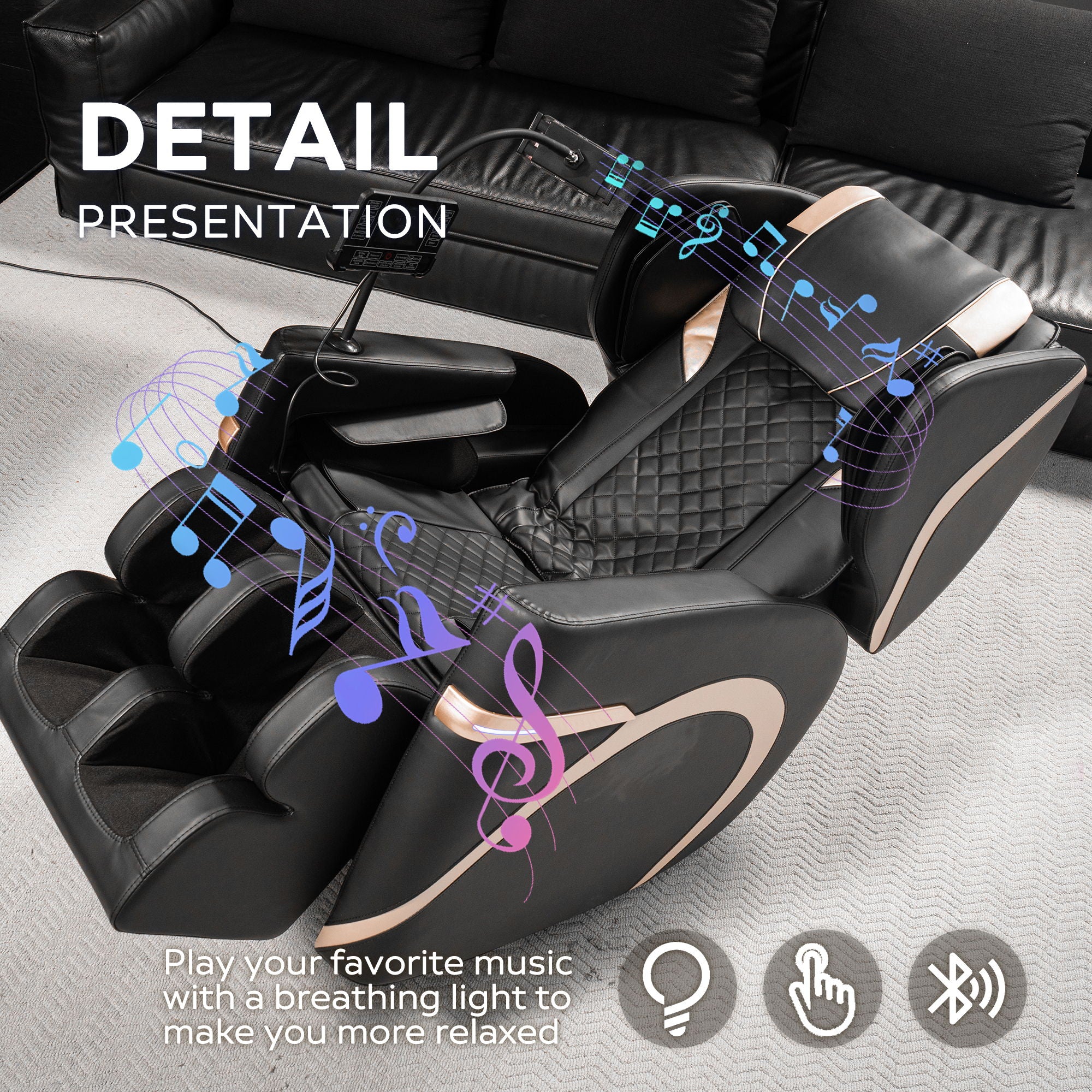 Massage Chair Recliner With Zero Gravity & Full Body Air Pressure - Black