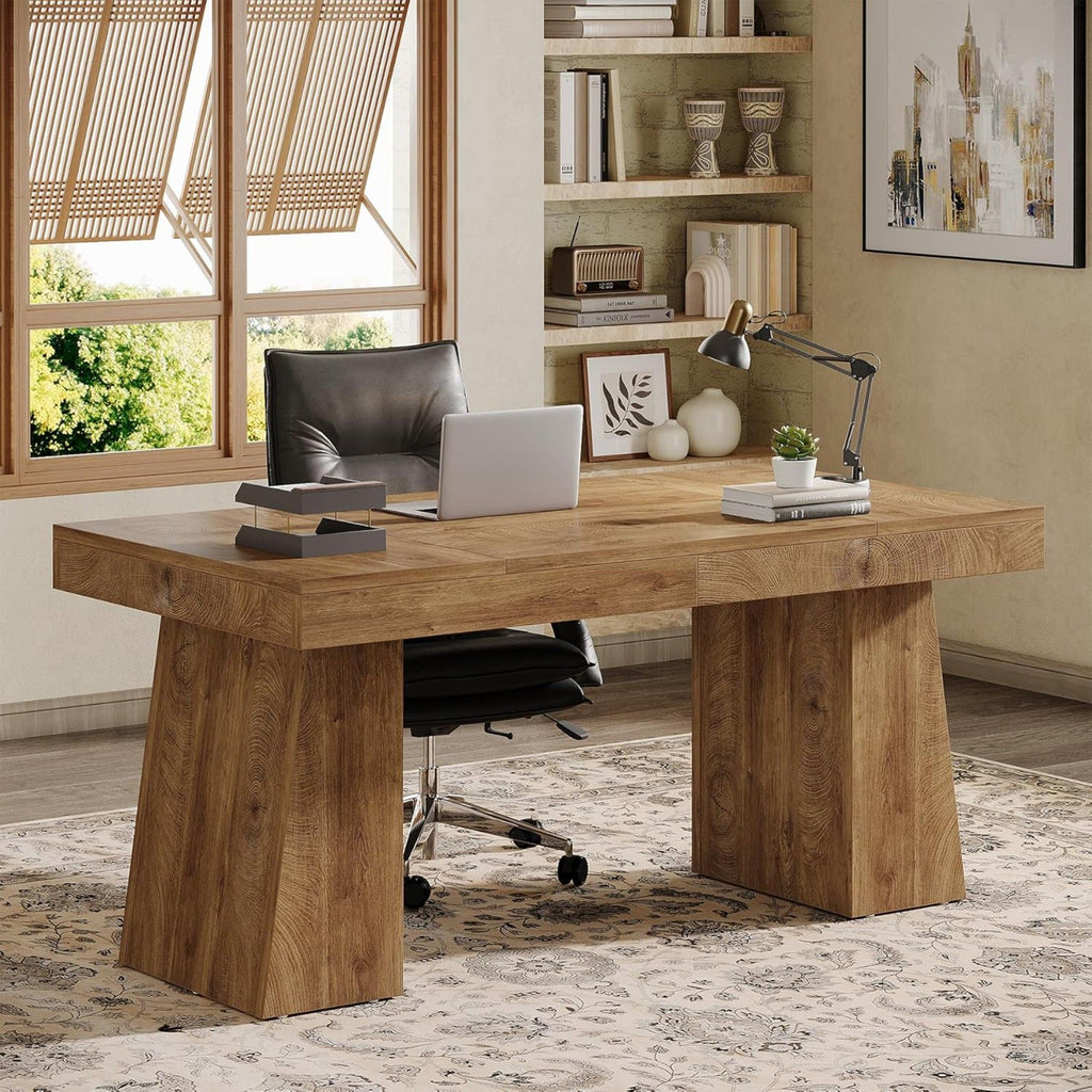 Executive Desk, Workstation With Double Trapezoid Base