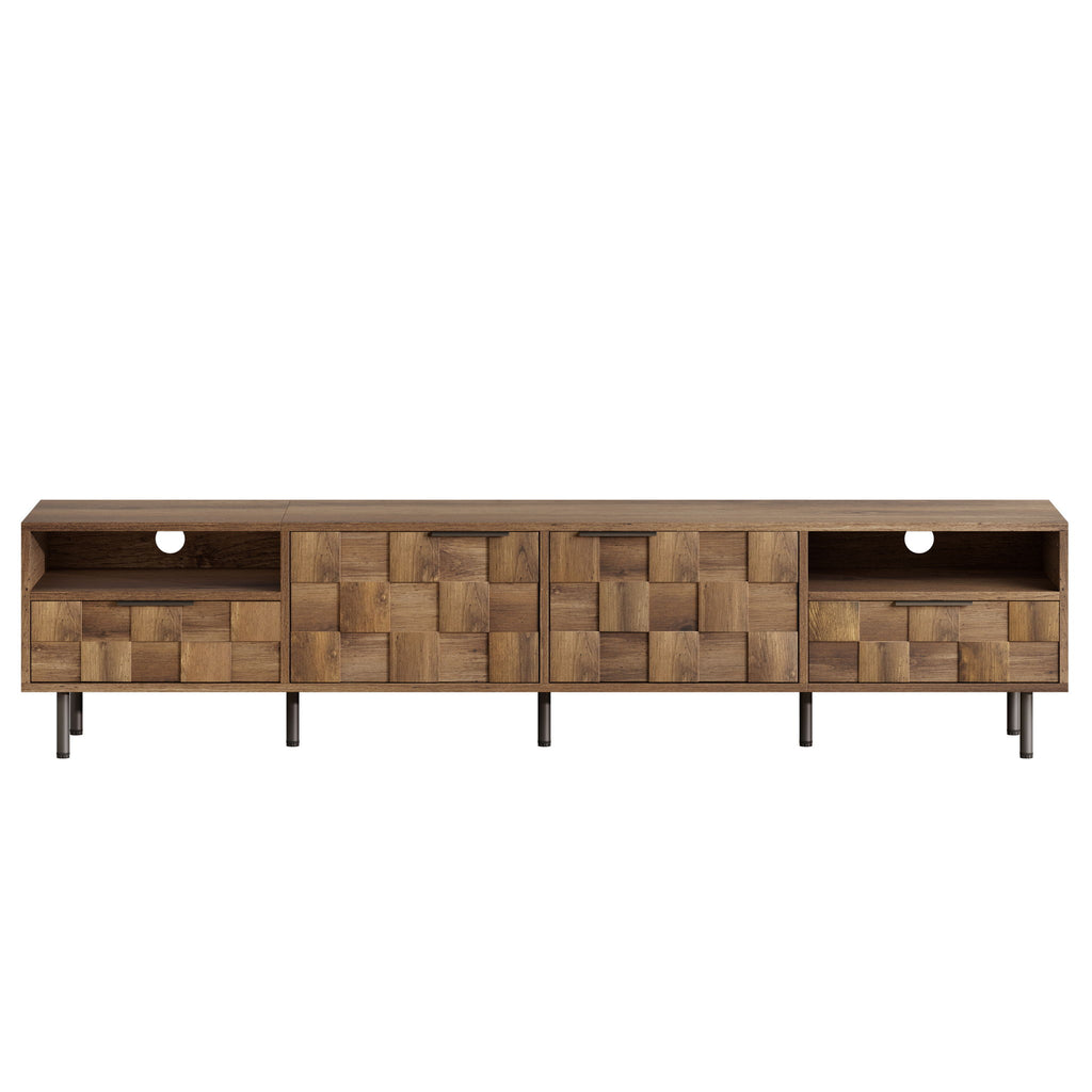 TV Stand With 2 Drawers, Media Console Table For TVs Up To 85'' - Natural