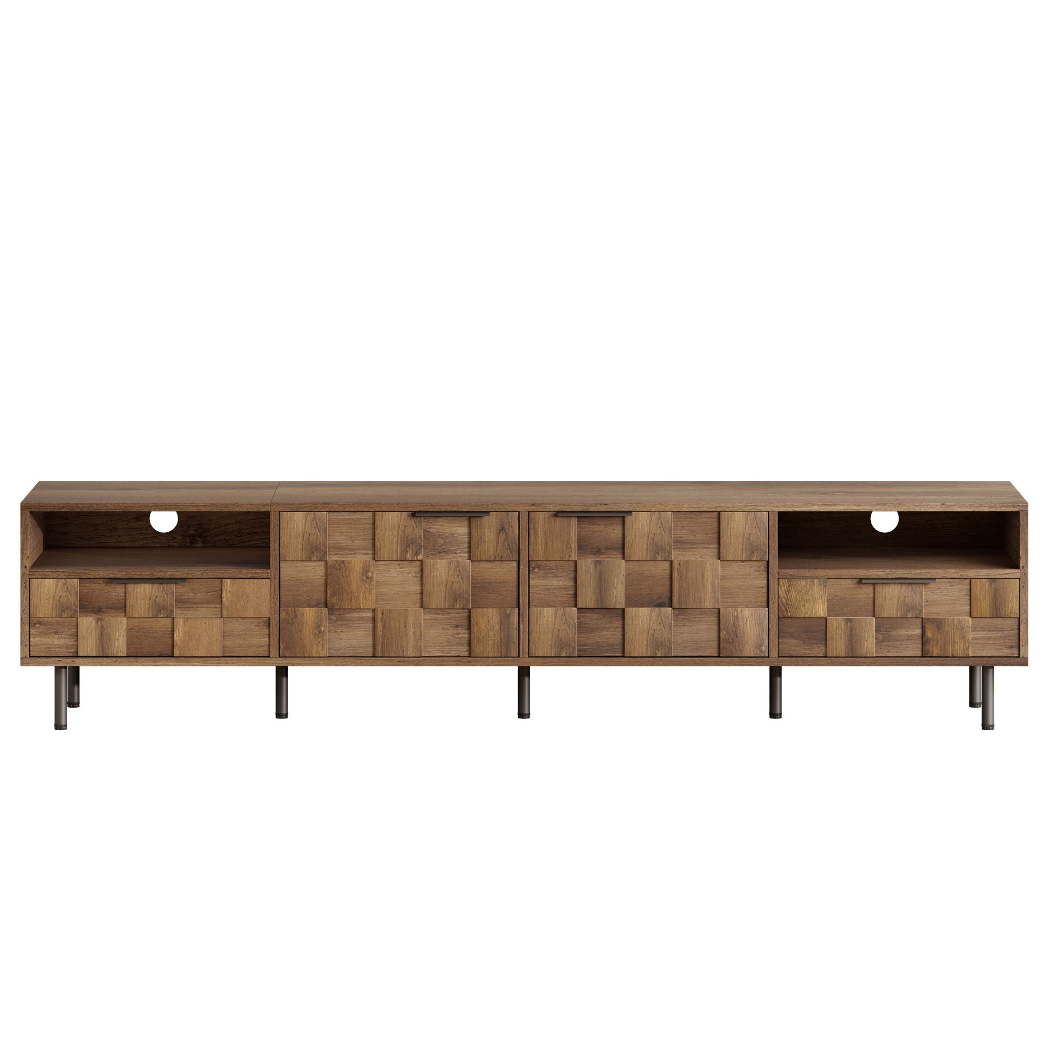TV Stand With 2 Drawers, Media Console Table For TVs Up To 85'' - Natural