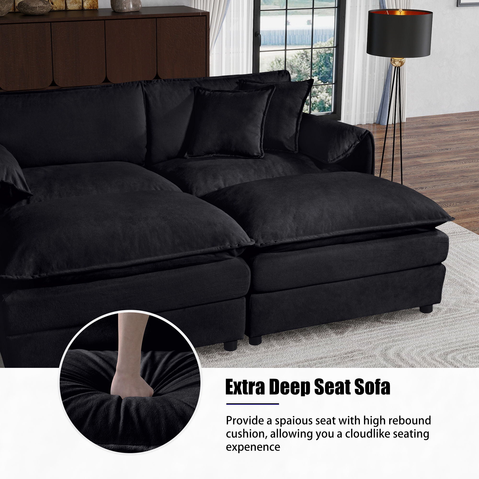 Modern Oversized Accent Chair, Comfy Single Sofa With Large Seat (Set of 2)