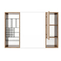 Wall Mounted Bathroom Mirror Cabinet & Adjustable Shelves Storage Cabinet - Imitative Oak