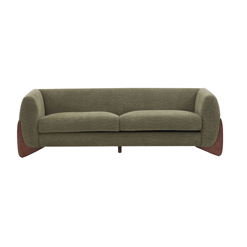 Contemporary Boucle Sherpa Sofa With Birch Wood Legs