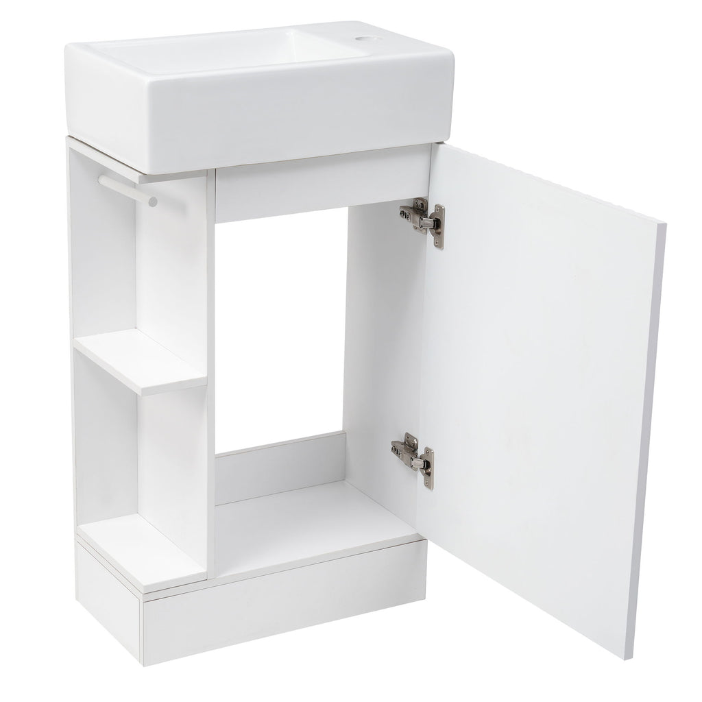 Modern Bathroom Vanity With Sink And 2 Tier Shelf