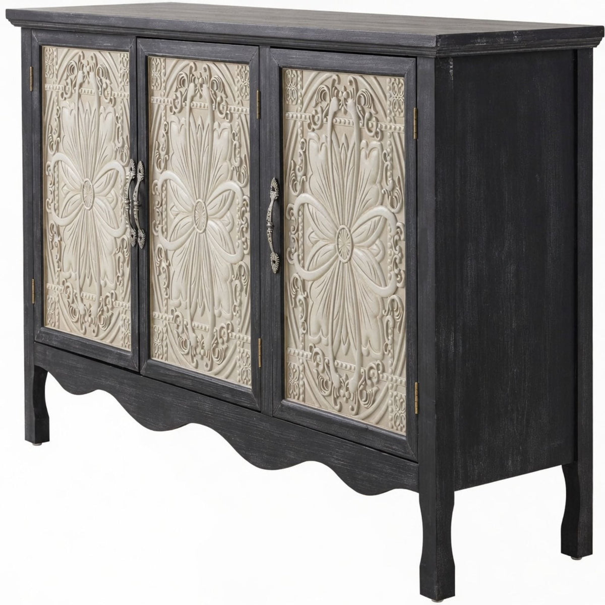 3 Door Sideboard Buffet Cabinet With Storage - Black