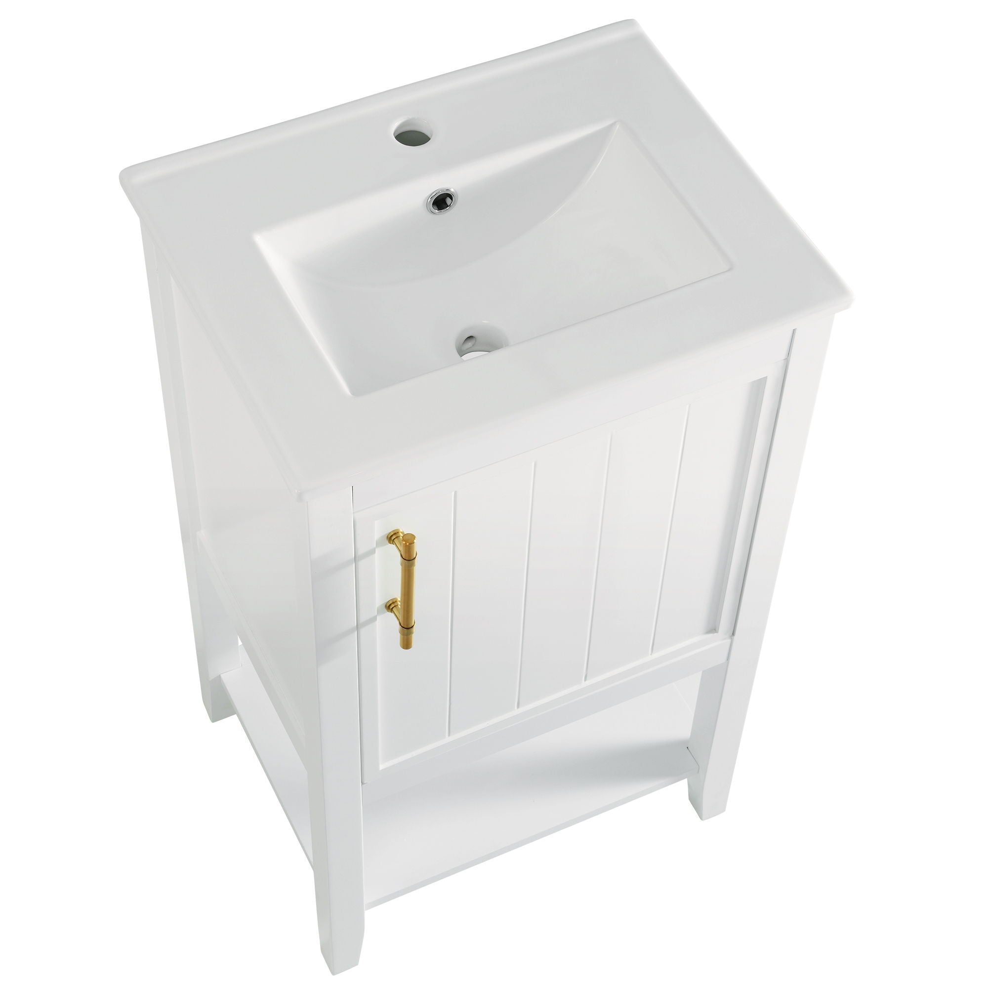 Modern Bathroom Vanity With Sink, Soft-Closing Door And Open Shelf