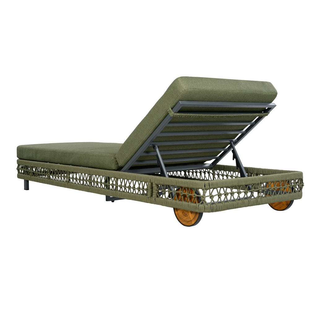 Outdoor Chaise Lounge & Wheels, 5 Position Adjustable Backrest