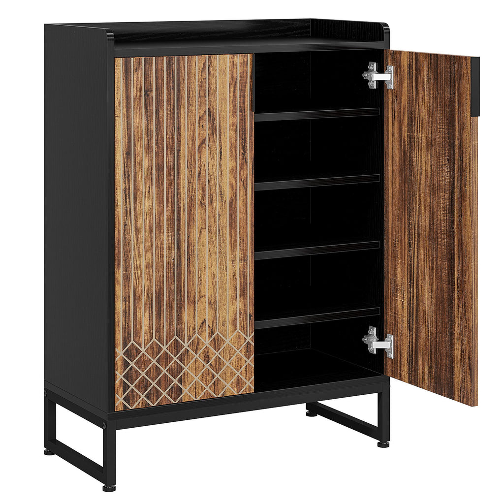 5 Tier Shoe Cabinet With Doors, Compact Entryway Storage Organizer