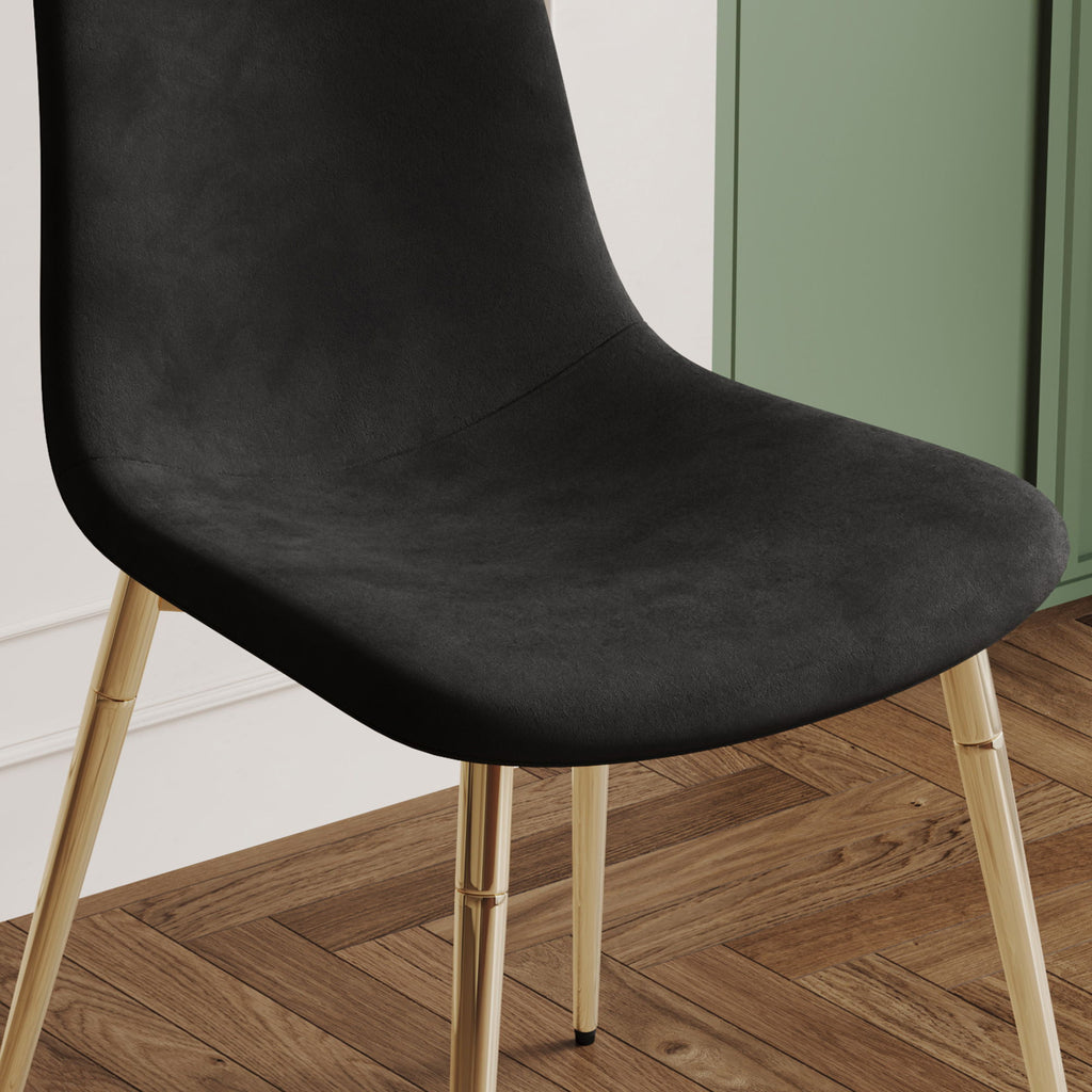 Fabric Dining Chairs, Upholstered Armless Accent Chairs, Classical Appearance And Metal Legs (Set of 4)