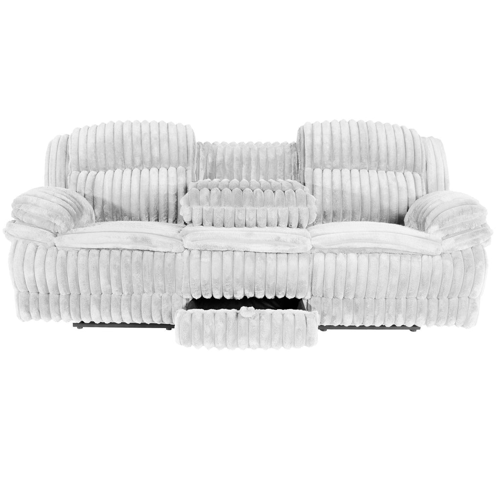 Motion Recliner Sofa With Fold-Down Table, Manual Recline, Charging Station & Cup Holders