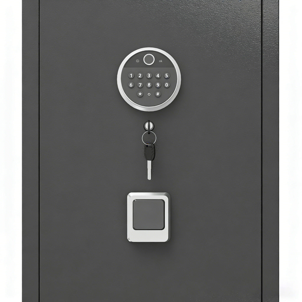 Rifle Safe, Biometric & Keypad Lock, Adjustable Gun Racks With Built In Alarm System