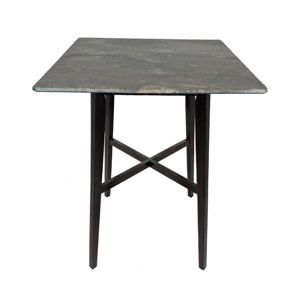 Modern Bar Height Dining Table, Rubberwood Legs And Laminate Table Top, Paladina Marble - Gray / Black