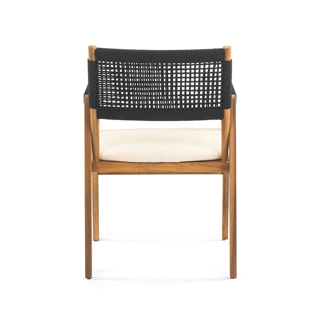 Outdoor 7 Pieces Patio Slat Design Acacia Upholstered Dining Set
