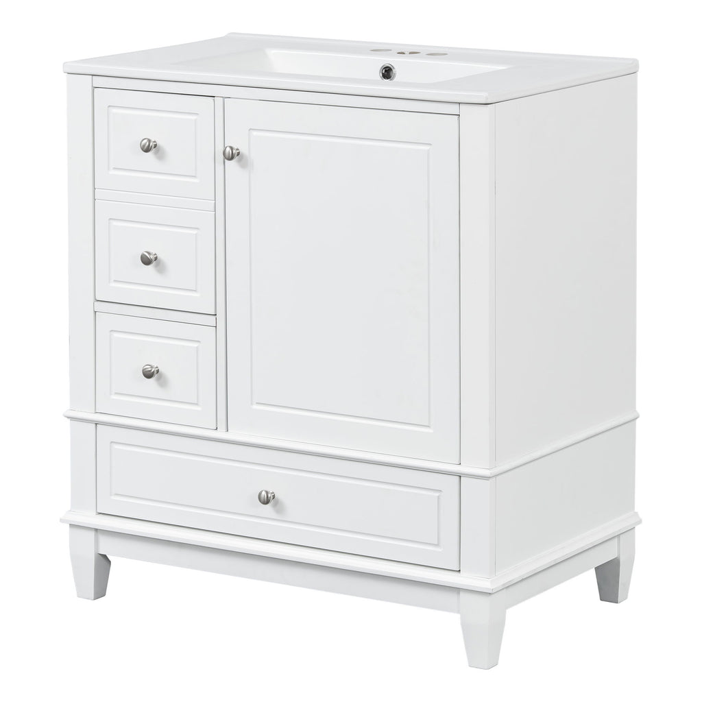 Freestanding Bathroom Vanity With Sink, Soft Close Door, 3 Drawers