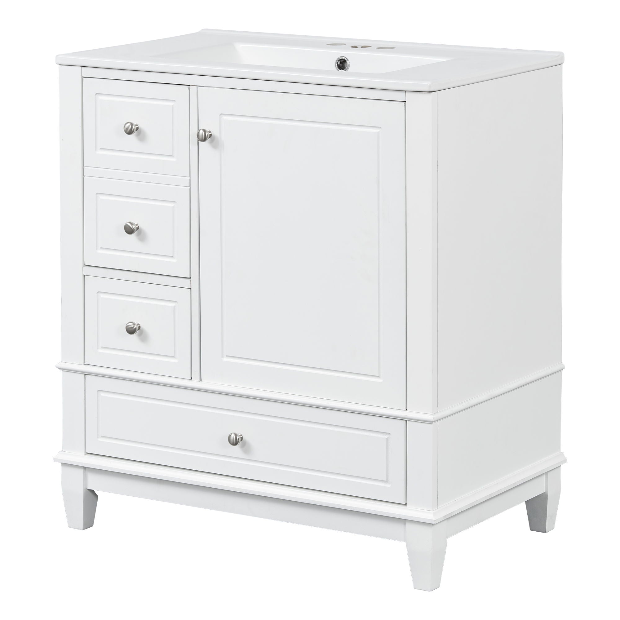 Freestanding Bathroom Vanity With Sink, Soft Close Door, 3 Drawers