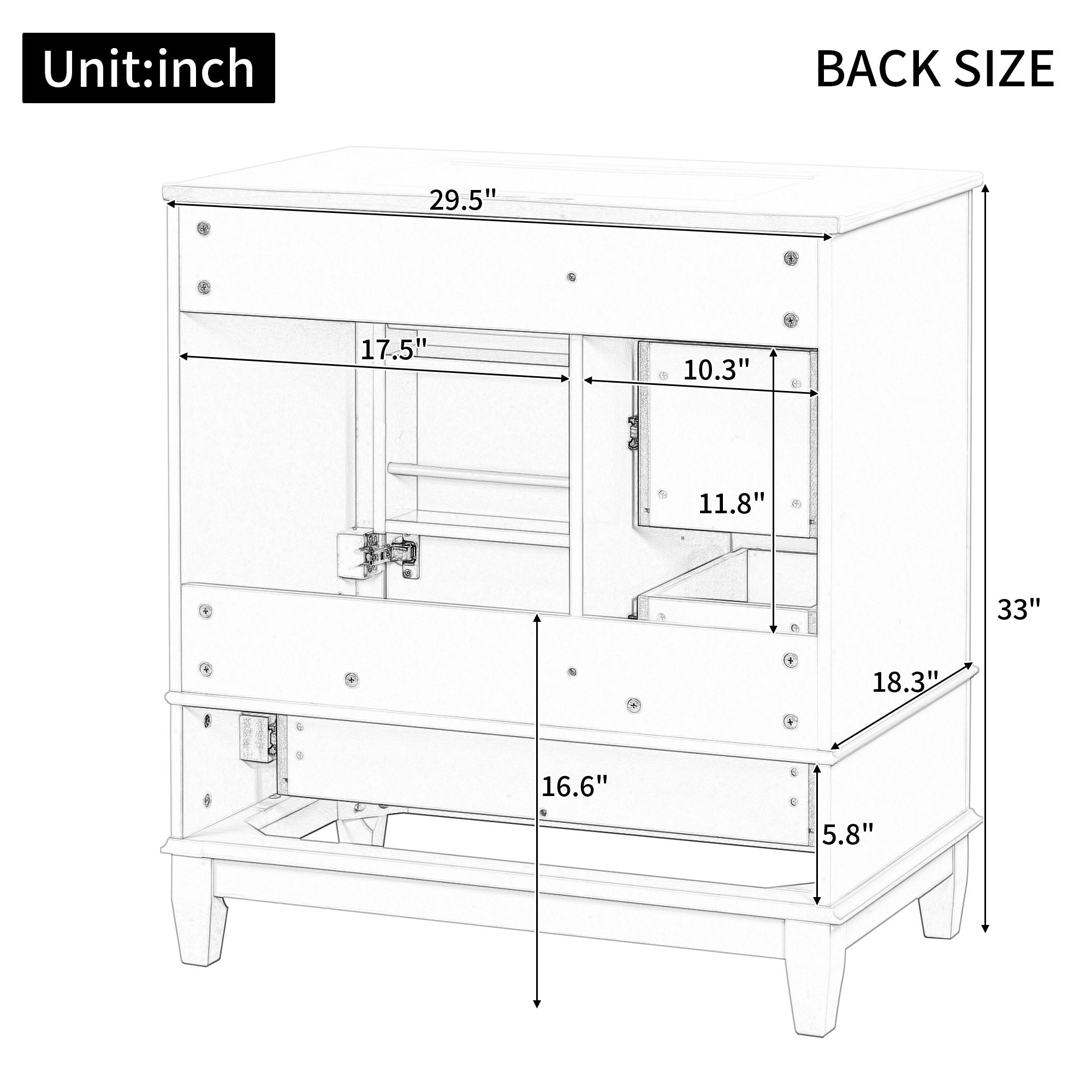 Bathroom Vanity With Sink, Freestanding Vanity Cabinet With Ceramic Basin, Soft Close Door, 3 Drawers