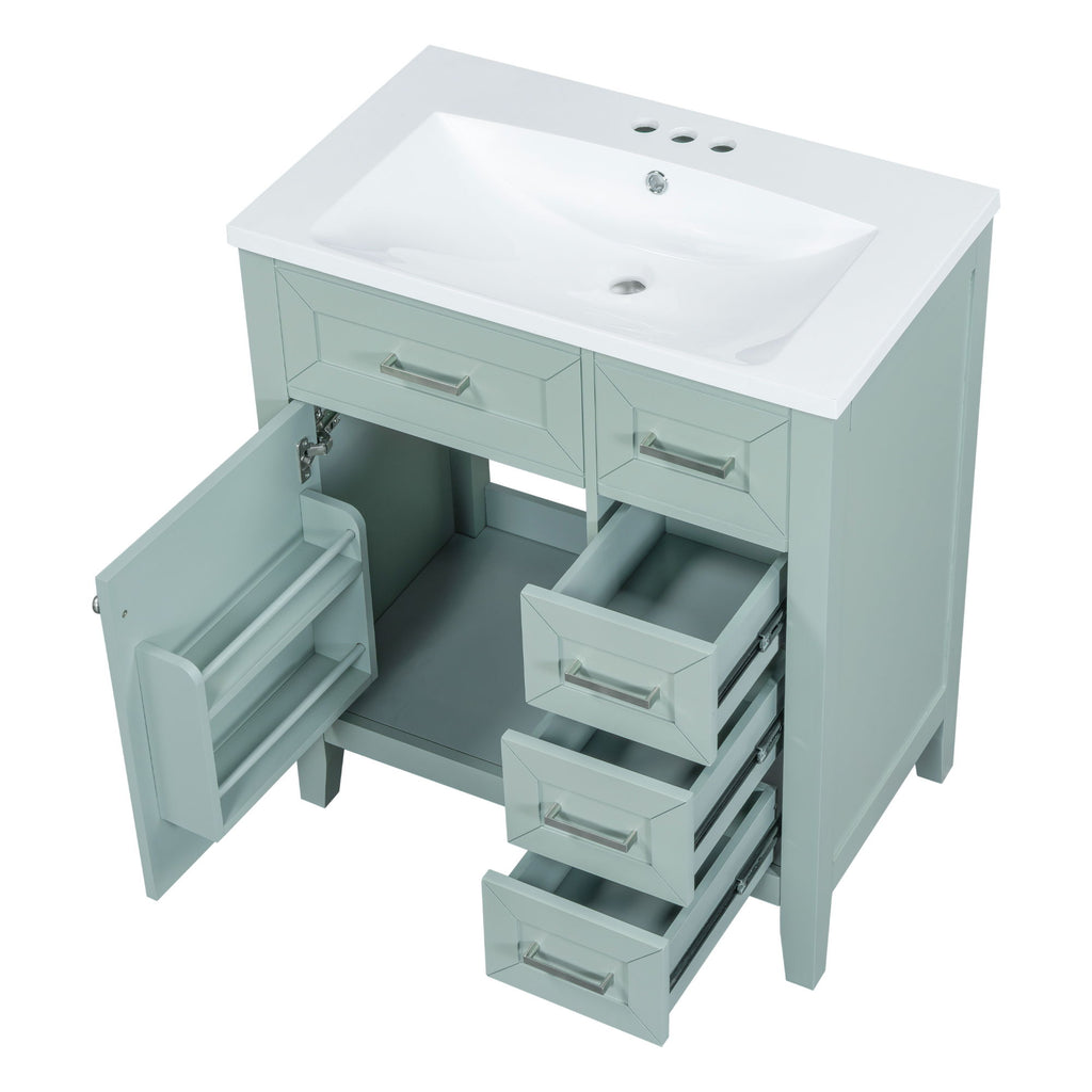 Modern Bathroom Vanity With Sink Combo, 3 Drawers, Undermount Drop-In Sink
