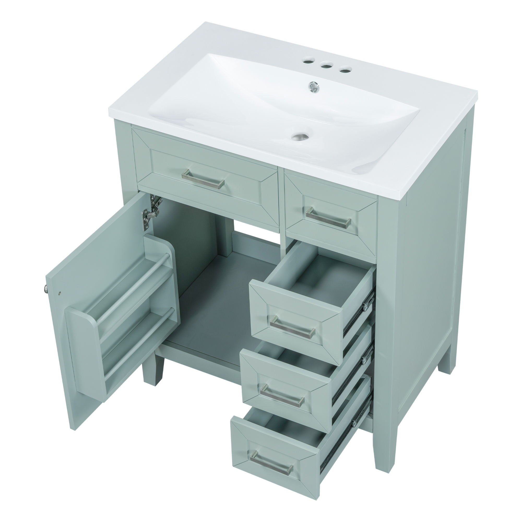 Modern Bathroom Vanity With Sink Combo, 3 Drawers, Undermount Drop-In Sink