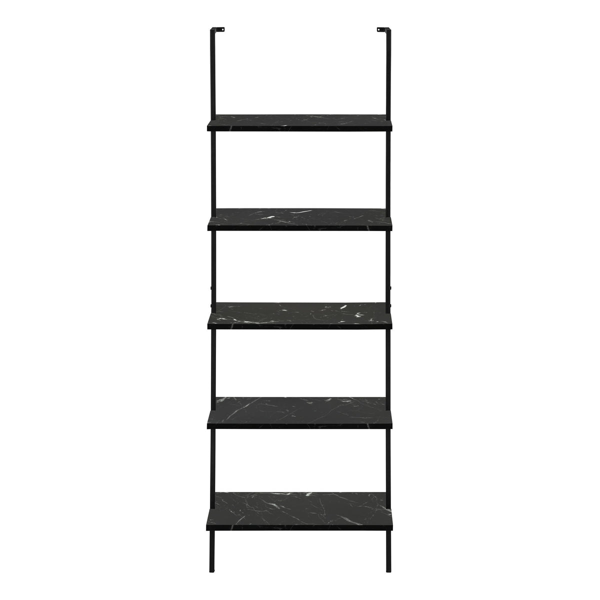 Bookshelf, Bookcase, Etagere, Ladder, 5 Tier, For Office, Marble Look Contemporary & Modern - Black