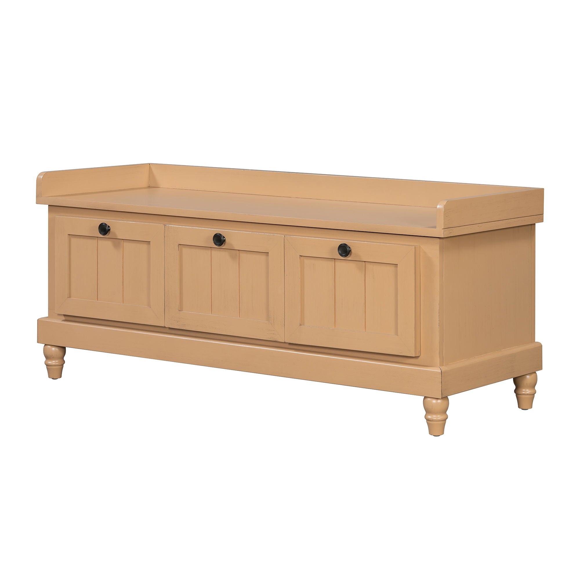 Shoe Bench With Cushion And 3 Drawers - Natural