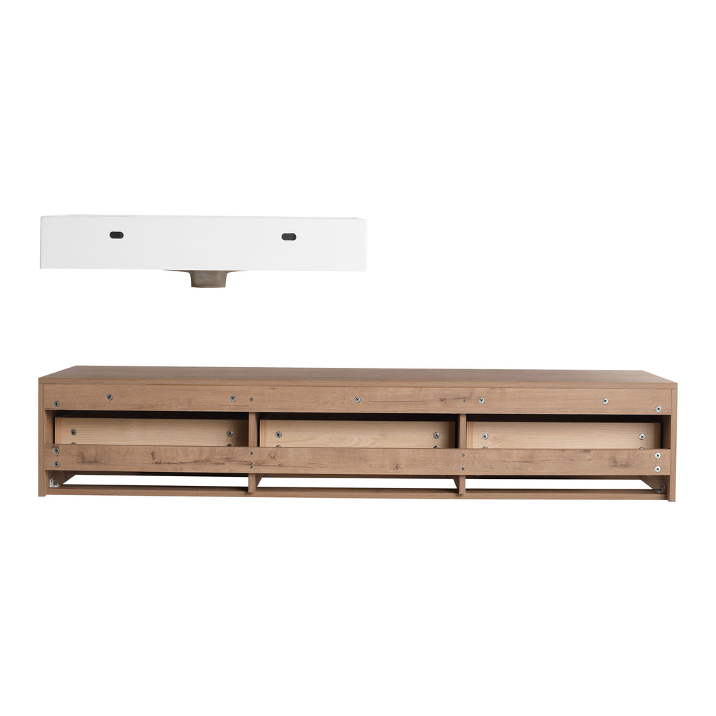 Modern Wall Mounted Bathroom Vanity With Resin Sink, Soft Close Drawer - Imitative Oak