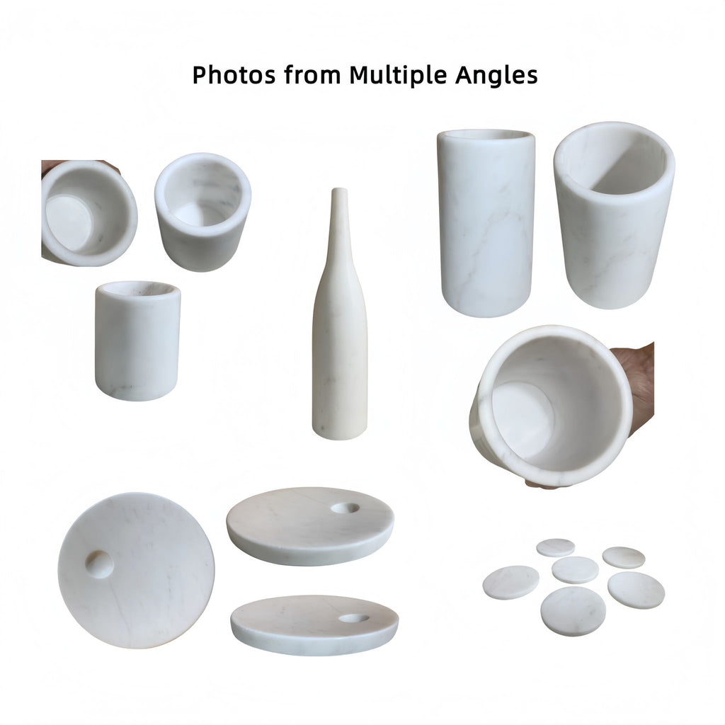 10 Pieces Luxury Natural Marble Dining Room Accessories Set