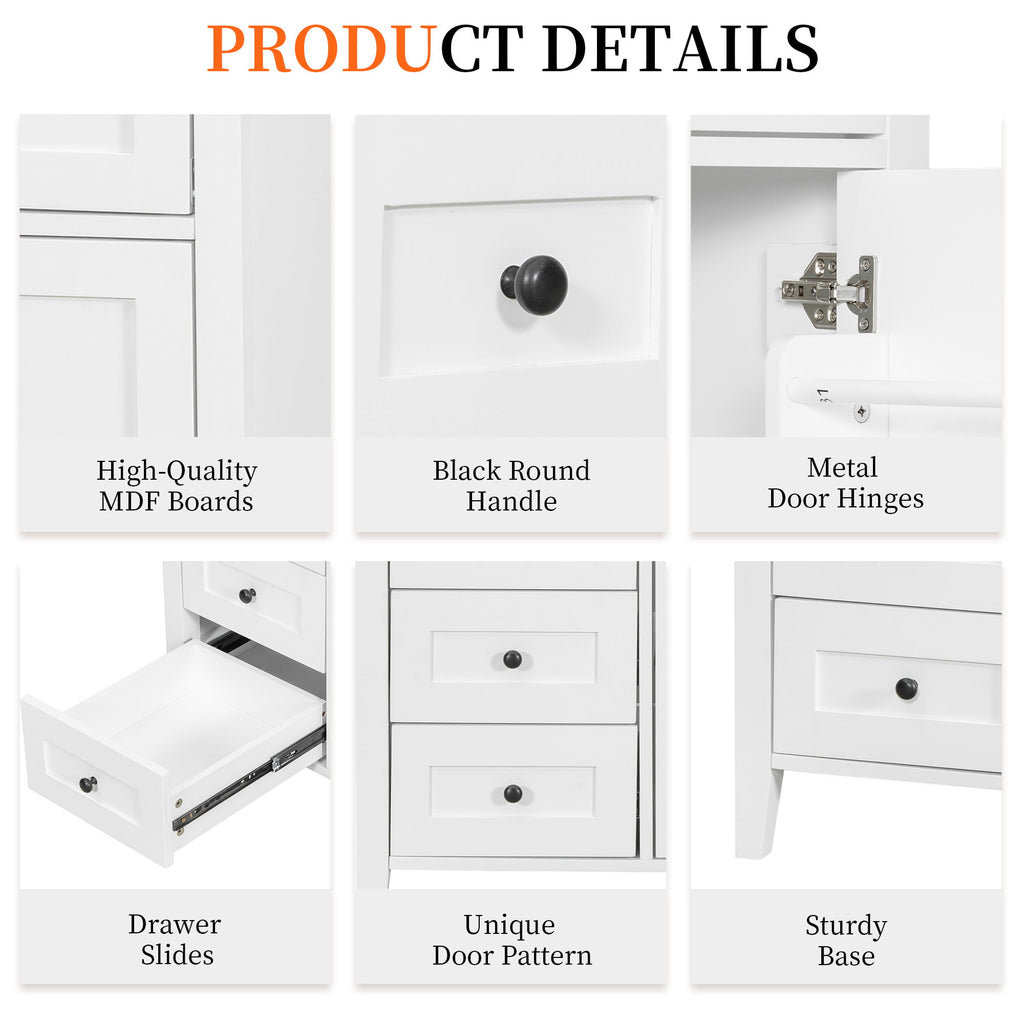 Bathroom Vanity With Sink, 3 Drawers & Cabinet With Adjustable Shelves