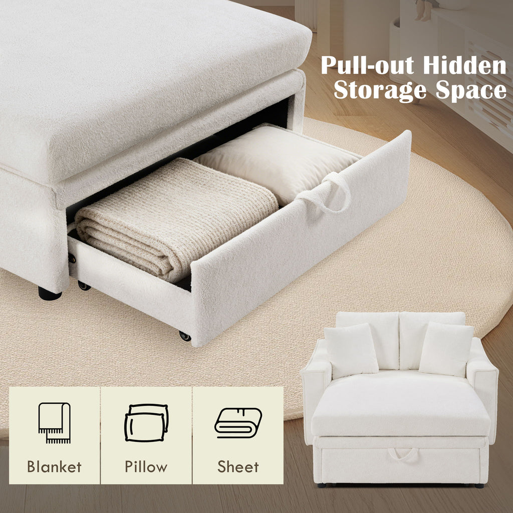 Modern Chaise Sofa With Hidden Storage For Living Room