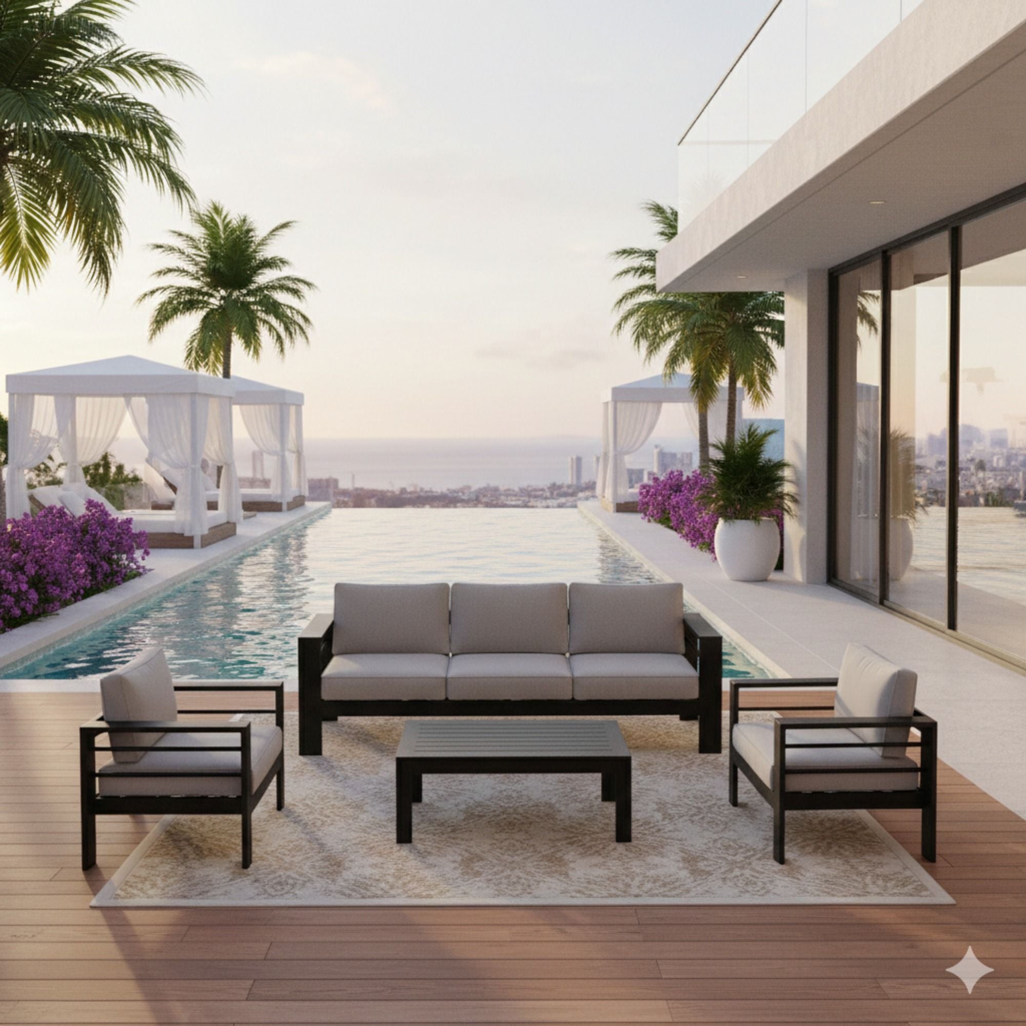 Outdoor Patio Set With All-Weather Thick Cushions