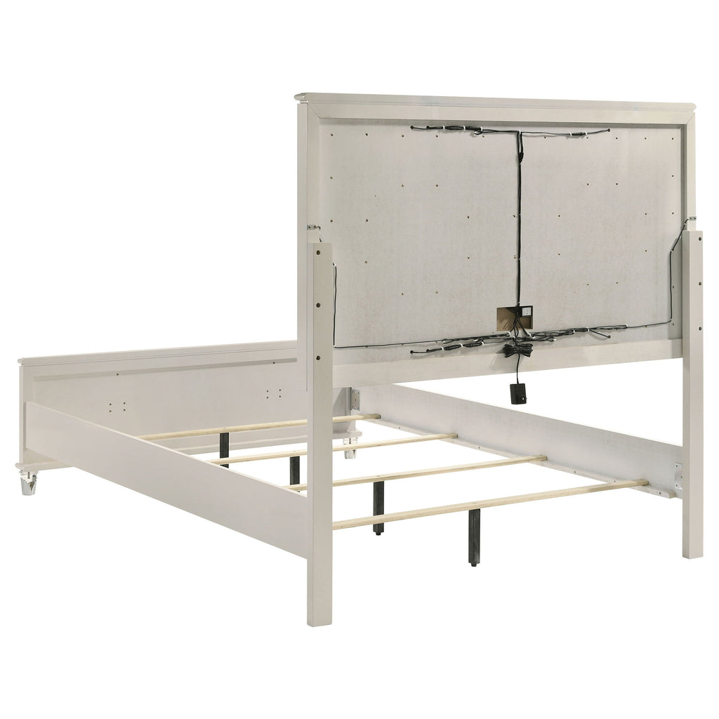 Gwendolyn - Queen Panel Bed With LED Headboard - White