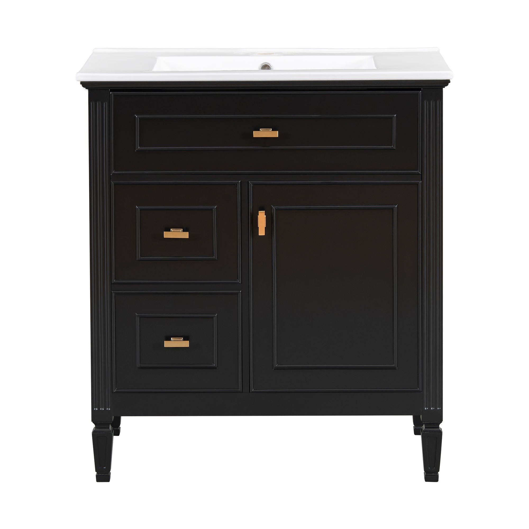 Modern Bathroom Vanity With Sink, 1 Flip Drawer And 2 Drawers, Adjustable Shelf