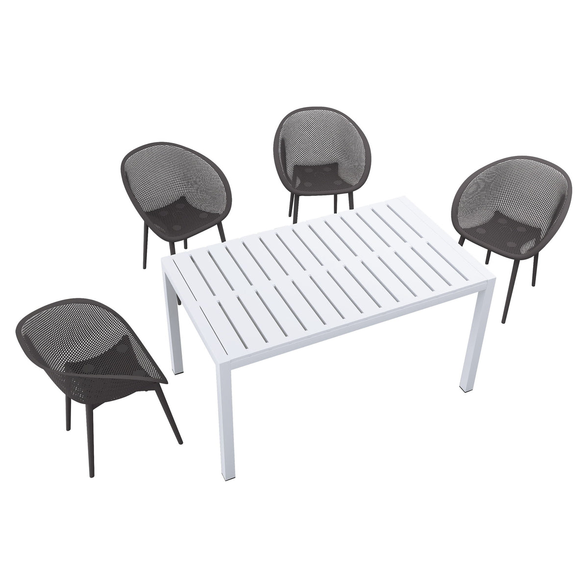4 Pack Lounge Chair Set With Long Table
