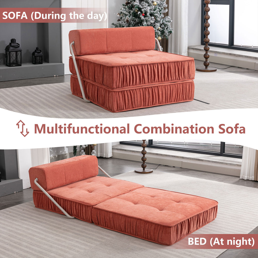 Folding Sofa With Removable Back Cushion, Convertible Futon Sleeper Chair