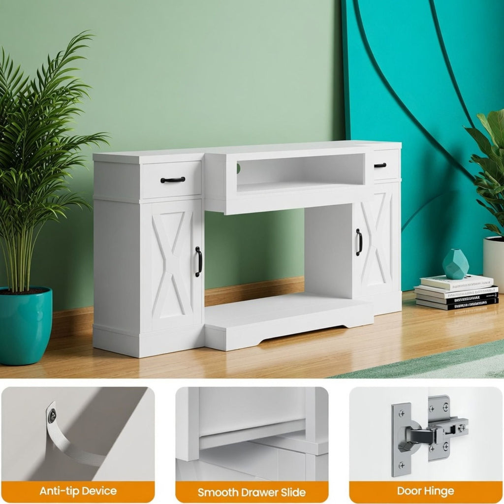 TV Stand With Adjustable Shelves & Double Doors