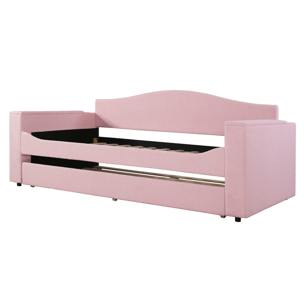 Upholstered Daybed With Storage Armrests, Trundle And Latest Integrated tooth Audio System