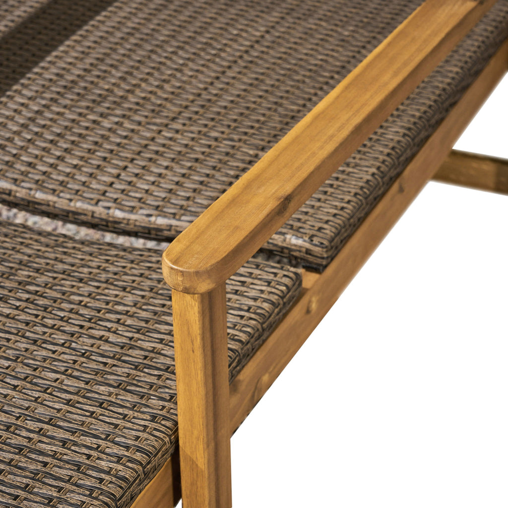 Hampton - Style Wood And Wicker Chaise Lounge With Adjustable Features And Natural - Natural