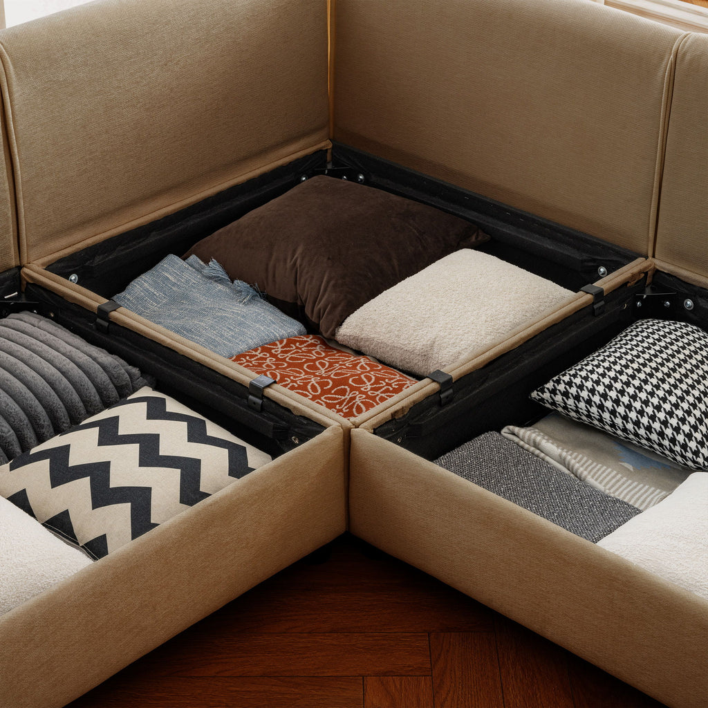 Contemporary Elegant Sofa With Storage And Ottoman