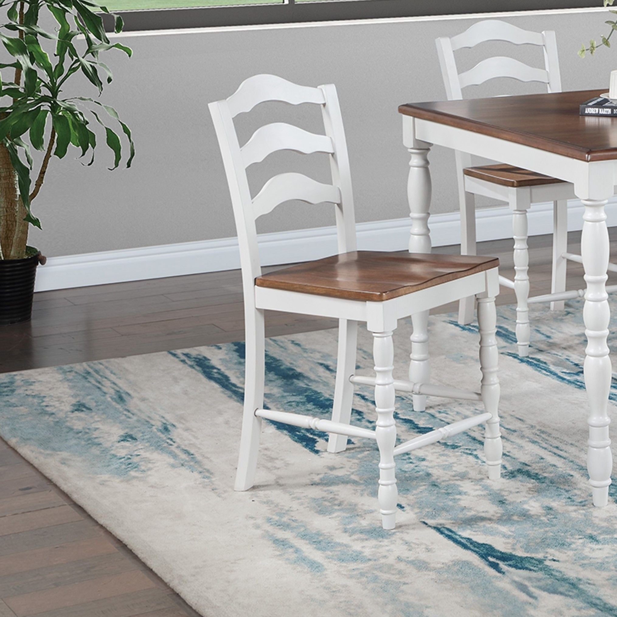 5 Piece Counter Height Dining Set With Table 4 Chairs - Oak / White