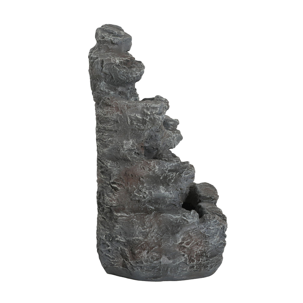 Concrete Rock Waterfall Fountain With LED Lights, Outdoor Garden Decor