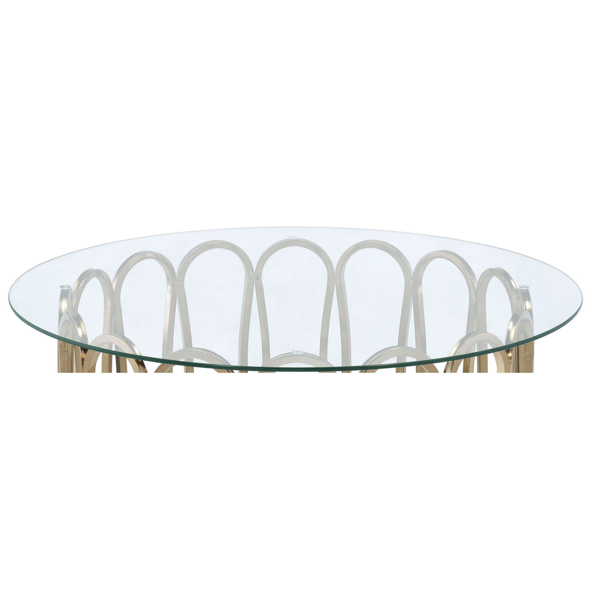 Round Glass Top Table With Polished Metal Base