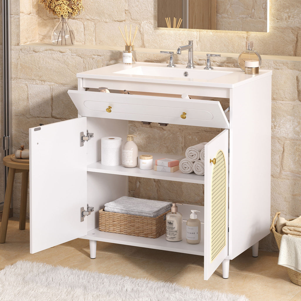 Modern Bathroom Vanity With Sink, Cabinet With Adjustable Shelf