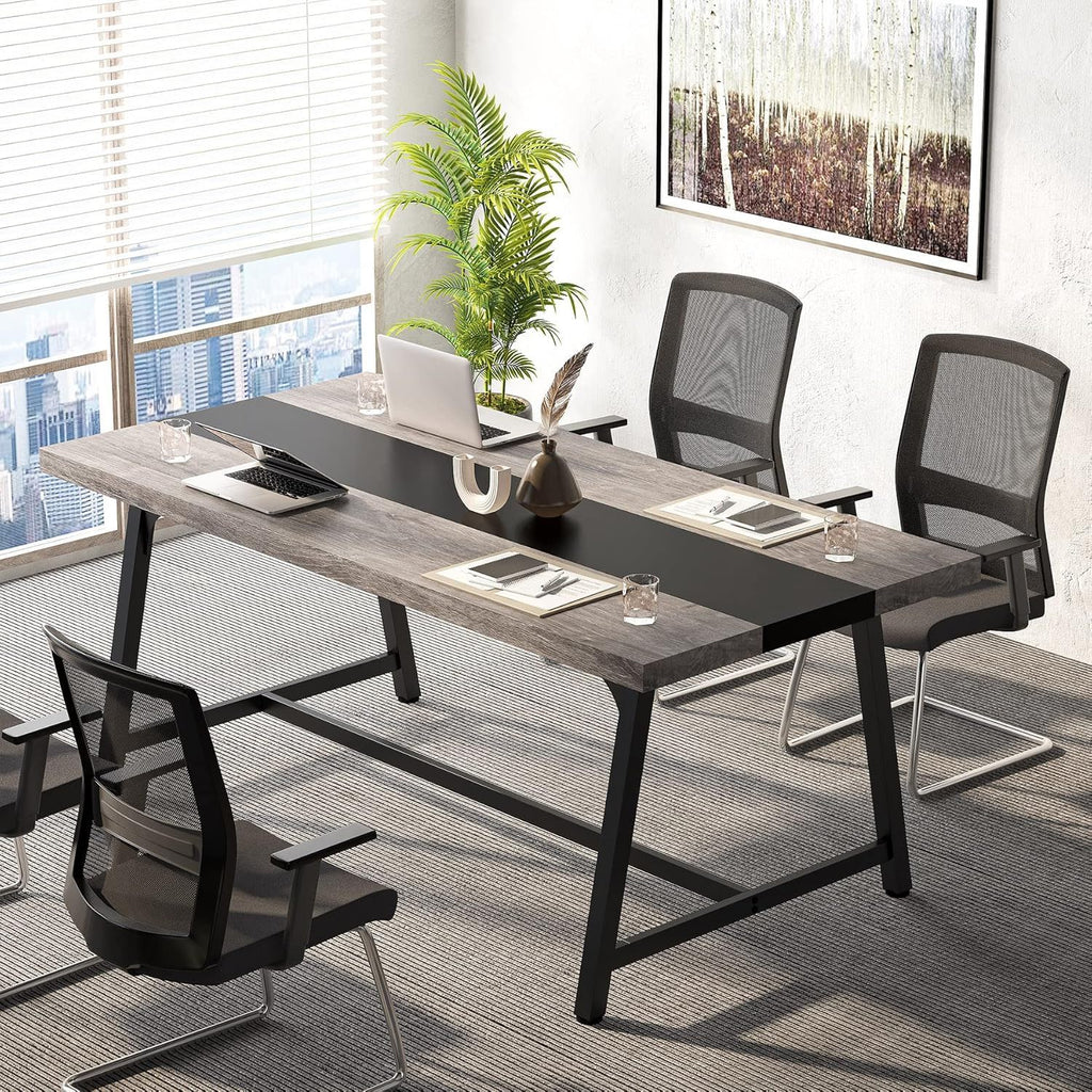 Modern Rectangular Conference Table For 6 - 8 People, Office Executive Desk