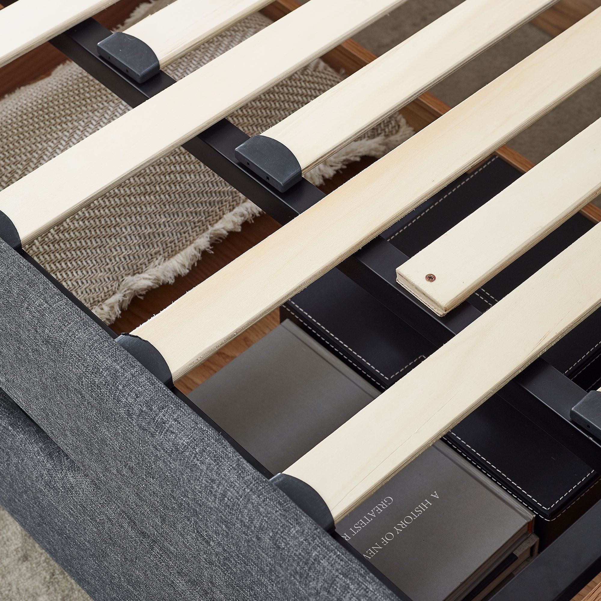 Daybed With Trundle And Storage Drawers, Flat Arms With Pocket