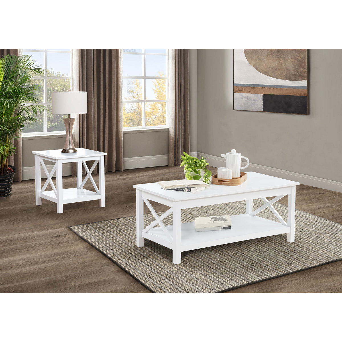 Slater - End Table With X Frame Trim - White