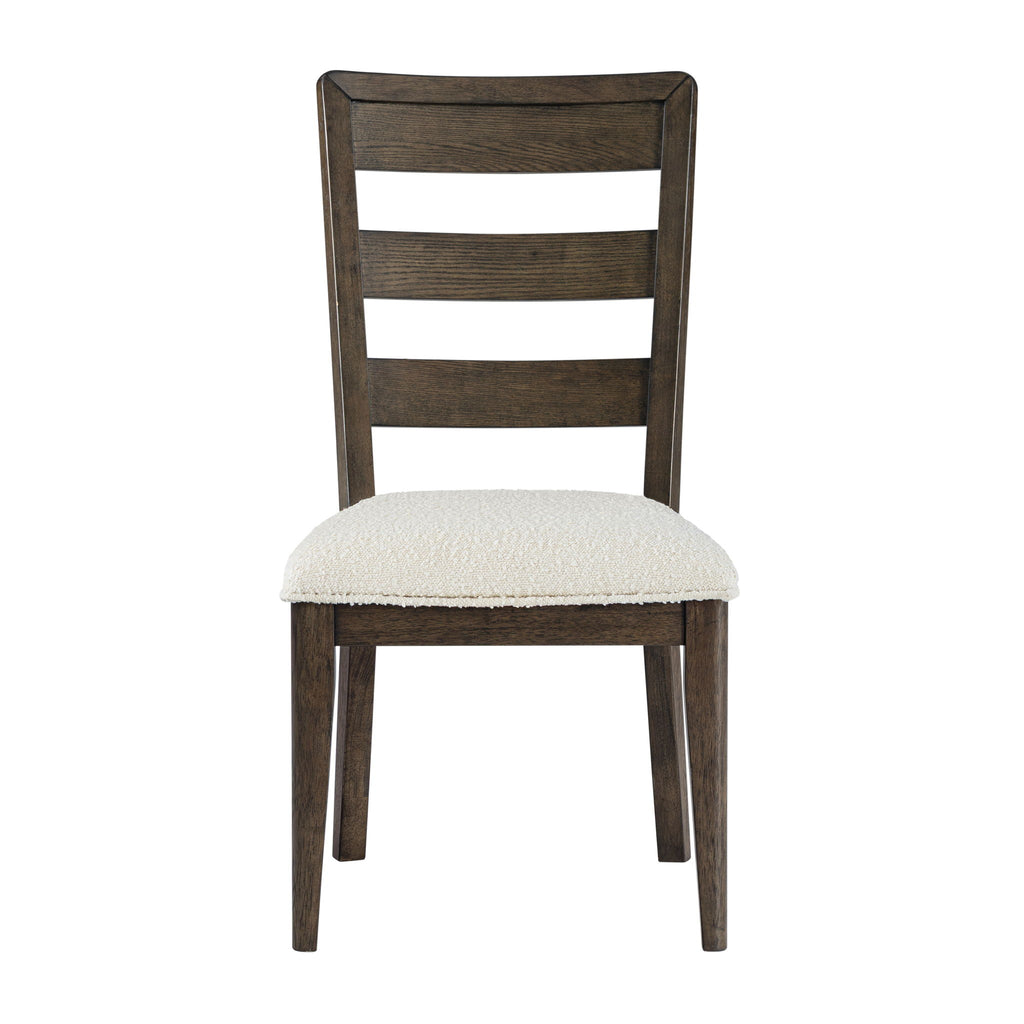 Upholstered Dining Chair With Ladder Back Design (Set of 2) - Dark Oak