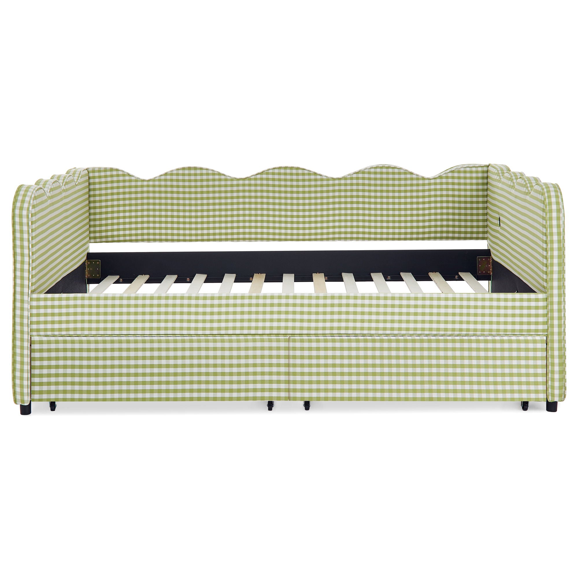 Gingham Daybed & USB Charging Port, Wave-Shaped Design