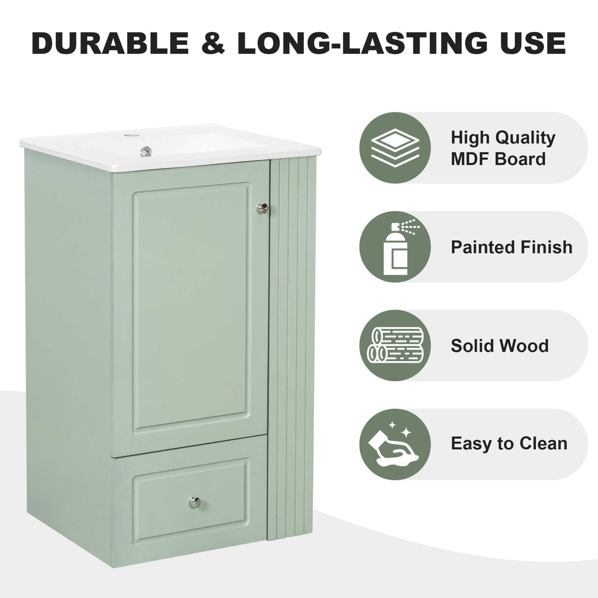 Modern Freestanding Bathroom Vanity With Sink, Soft-Close Drawer, Towel Bar
